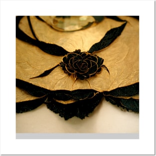 Gilded Rose Black Flower Romance Posters and Art